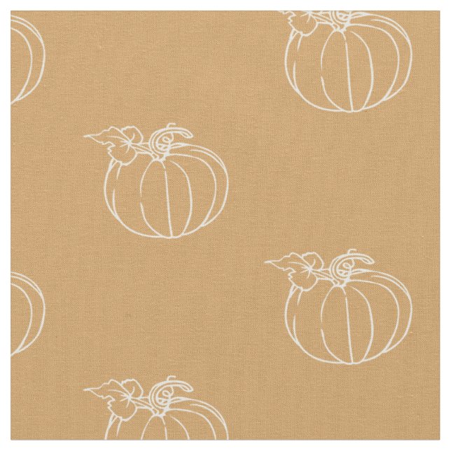 Pumpkin Vine Autumn Fall Thanksgiving design Fabric (Close Up)