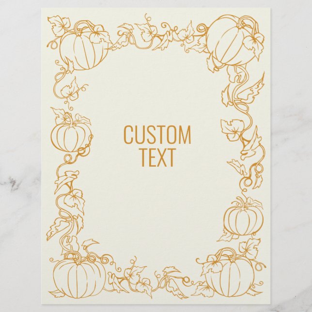 Pumpkin Vine Autumn Fall Thanksgiving frame custom Custom Letterhead (Front)