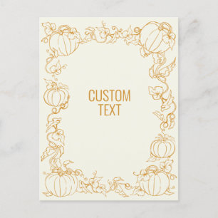 Pumpkin Vine Autumn Fall Thanksgiving frame custom Postcard