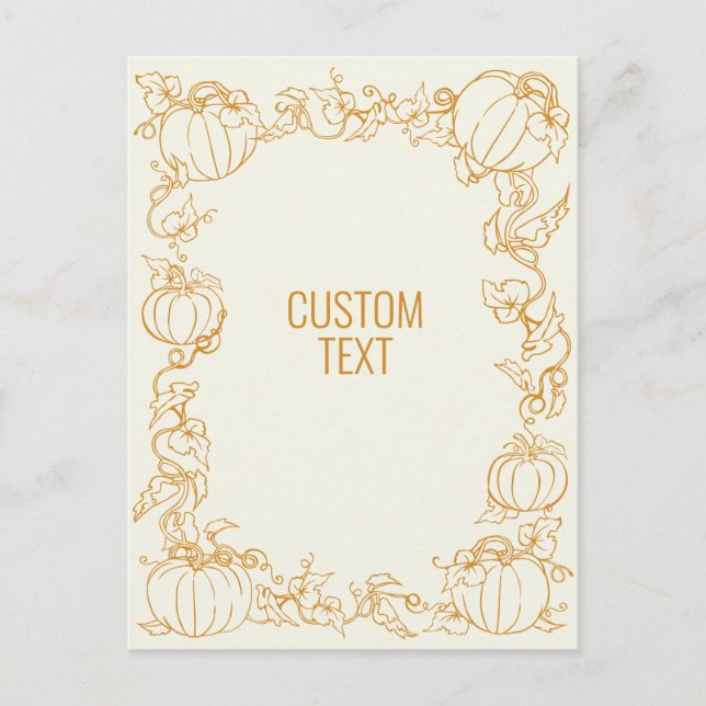 Pumpkin Vine Autumn Fall Thanksgiving frame custom Postcard (Front)