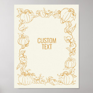 Pumpkin Vine Autumn Fall Thanksgiving frame custom Poster