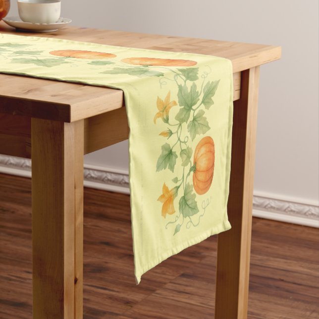 Pumpkin Vine With Flowers Short Table Runner (In Situ)