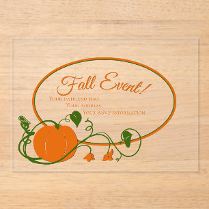 Pumpkin Vines Acrylic Invitation