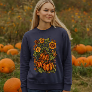 Pumpkin Vines & Fall Flowers Halloween Sweatshirt