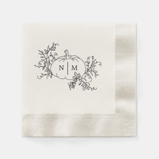 Pumpkin Vines Monogram Napkin (Front)