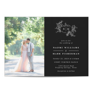 Pumpkin Vines Monogram Wedding Invitation
