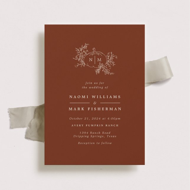 Pumpkin Vines Monogram Wedding Invitation (Creator Uploaded)