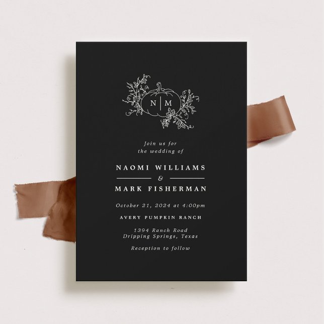 Pumpkin Vines Monogram Wedding Invitation (Creator Uploaded)