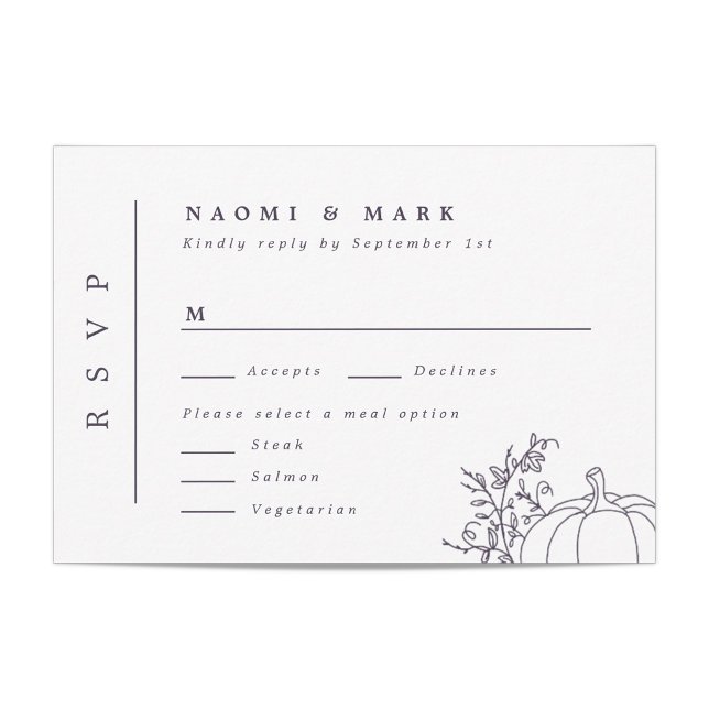 Pumpkin Vines Monogram Wedding RSVP Card (Creator Uploaded)