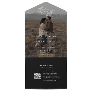 Pumpkin Vines Photo Wedding Monogram with RSVP All In One Invitation