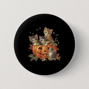 Pumpkin Vintage 90s Cat Retro Halloween 6 Cm Round Badge