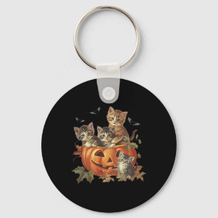 Pumpkin Vintage 90s Cat Retro Halloween  Key Ring
