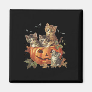Pumpkin Vintage 90s Cat Retro Halloween Magnet