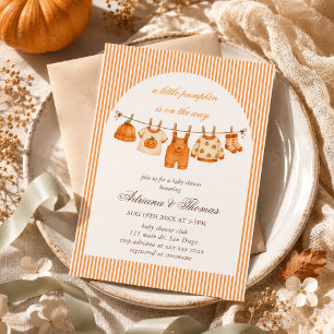 Pumpkin Vintage Clothes Baby Shower Invitation