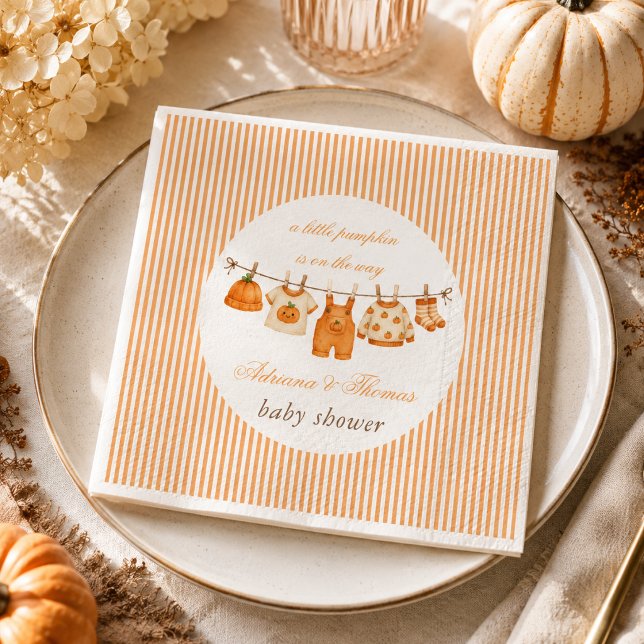 Pumpkin Vintage Clothes Baby Shower Napkin (Creator Uploaded)