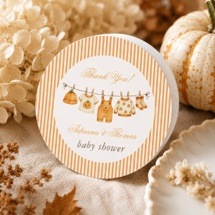 Pumpkin Vintage Clothes Baby Shower Thank You Classic Round Sticker