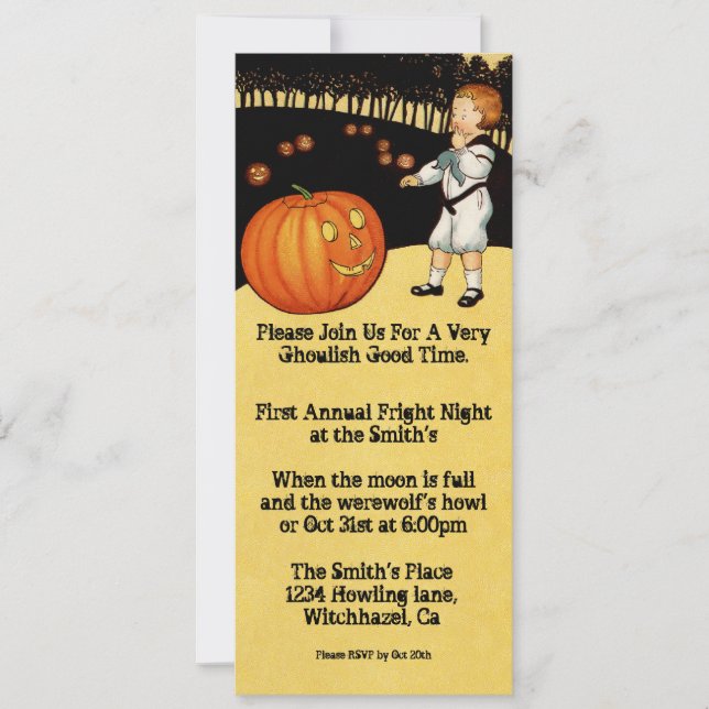 Pumpkin Vintage Halloween Invitation (Front)
