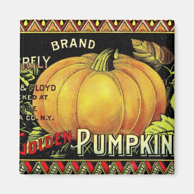 Pumpkin vintage label magnet (Front)