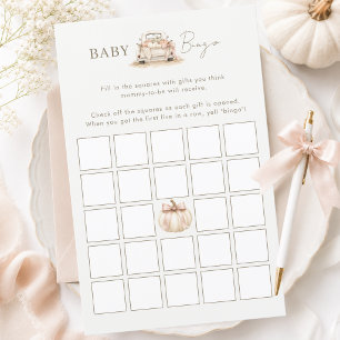 Pumpkin Vintage Truck Baby Shower Baby Bingo Card