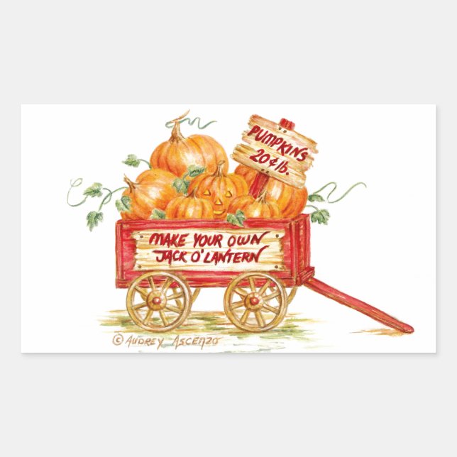 Pumpkin Wagon Halloween Stickers (Front)