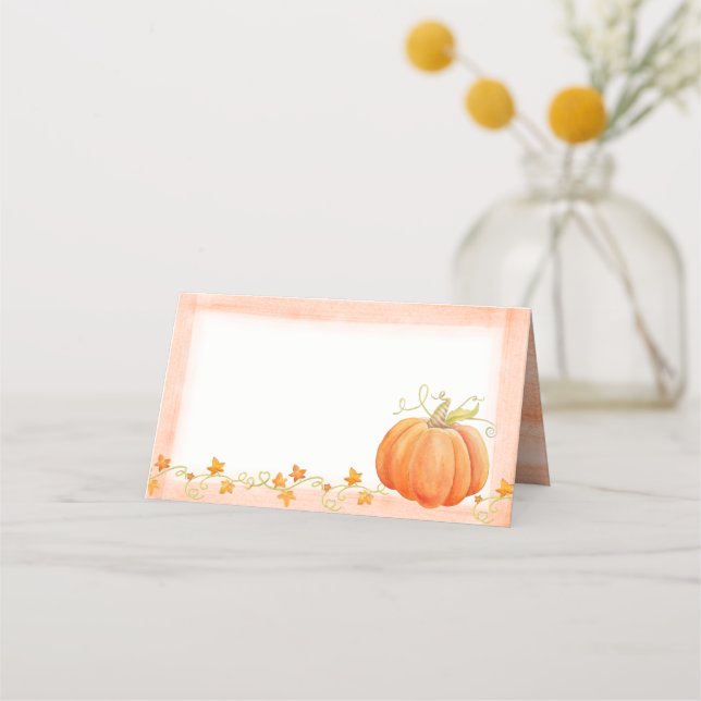 Pumpkin watercolor art fall thanksgiving cards (Front)