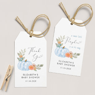 Pumpkin Watercolor Baby Boy Shower Thank You Gift Tags