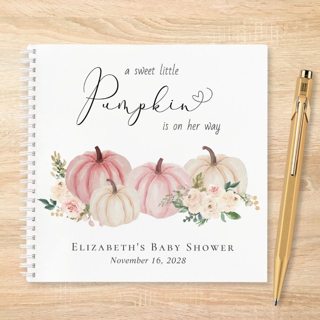 Pumpkin Watercolor Baby Girl Shower Guest Book (Creator Uploaded)