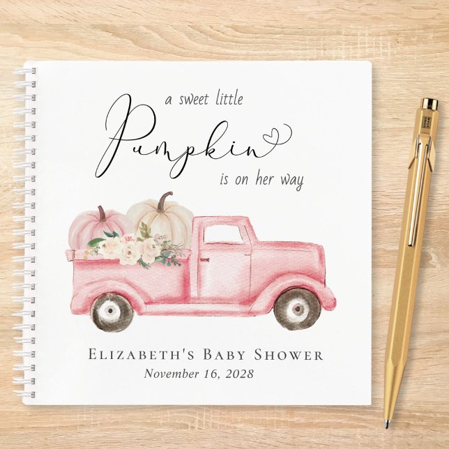 Pumpkin Watercolor Baby Girl Shower Guest Book (Creator Uploaded)