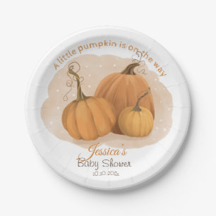 Pumpkin Watercolor Baby Shower  Paper Plate