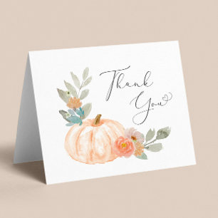 Pumpkin Watercolor Baby Shower Thank You Card