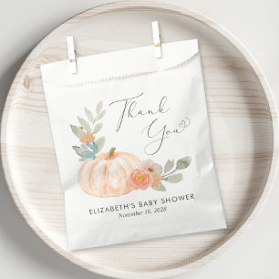Pumpkin Watercolor Baby Shower Thank You Favour Bags