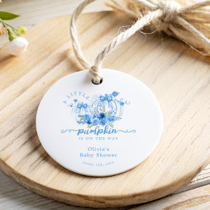 Pumpkin Watercolor Bow Baby Boy Shower Thank You Favour Tags