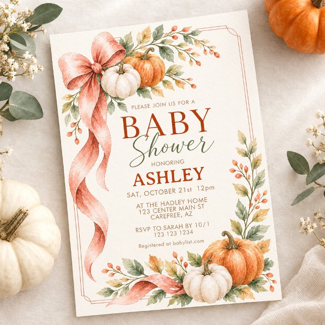Pumpkin Watercolor Fall Orange Invitation (Creator Uploaded)