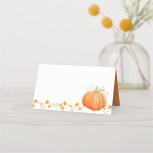 Pumpkin watercolor fall thanksgiving place cards
