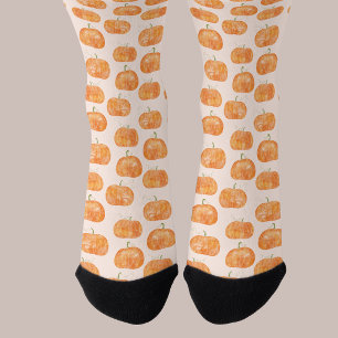 Pumpkin Watercolor Pattern Autumn Fall Socks
