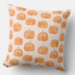 Pumpkin Watercolor Pattern Cushion