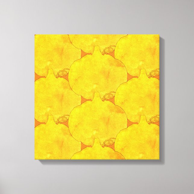 Pumpkin Watercolor Pattern Painting Canvas Print (Front)