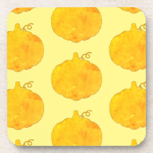Pumpkin Watercolor Pattern Painting Coaster