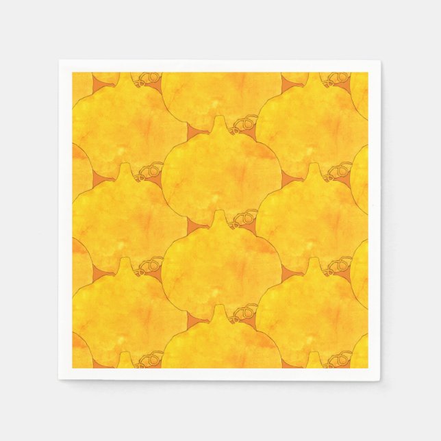 Pumpkin Watercolor Pattern Painting Napkin (Front)