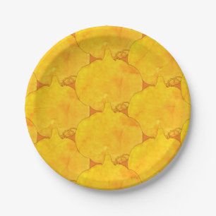 Pumpkin Watercolor Pattern Painting Paper Plate