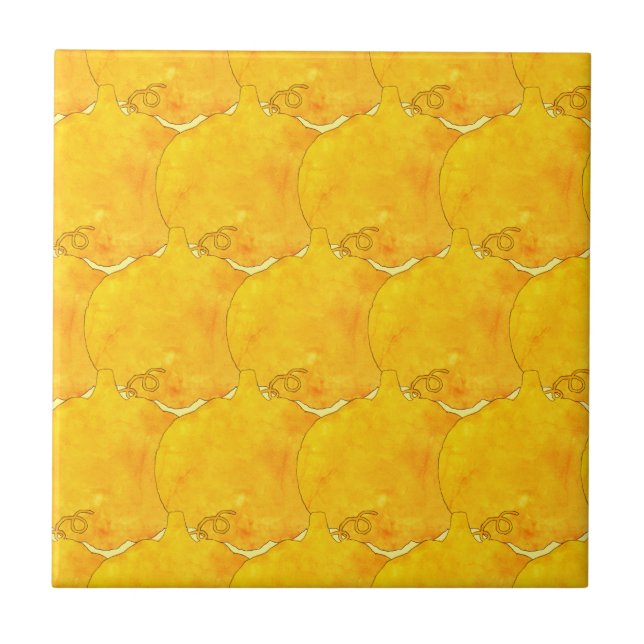 Pumpkin Watercolor Pattern Painting Tile (Front)