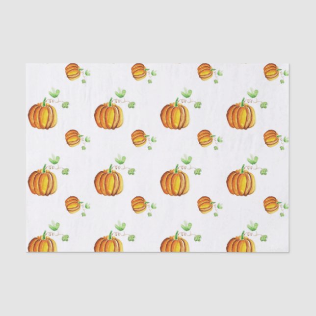 Pumpkin wattercolor pattern tissue paper (Front)