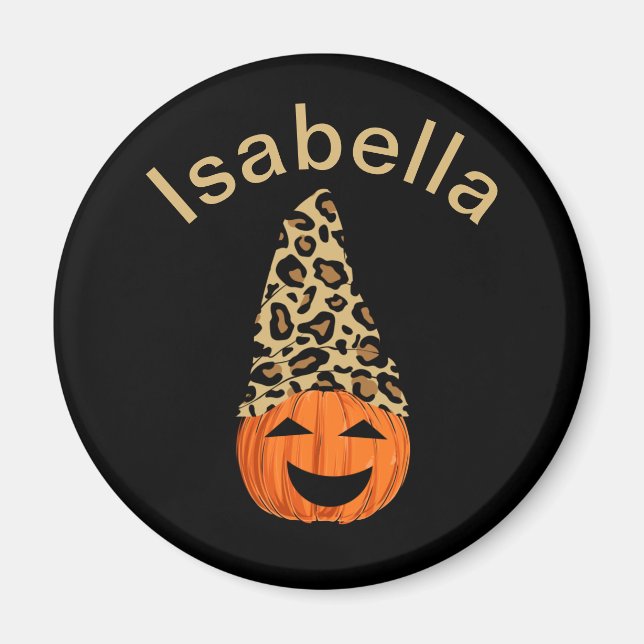 Pumpkin Wearing A Leopard Hat Magnet (Front)