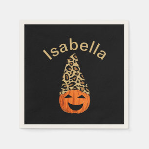 Pumpkin Wearing A Leopard Hat Napkin
