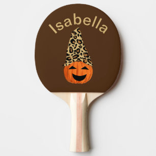 Pumpkin Wearing A Leopard Hat Ping Pong Paddle