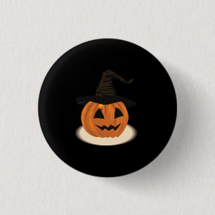 Pumpkin Wearing Witch Hat 3 Cm Round Badge