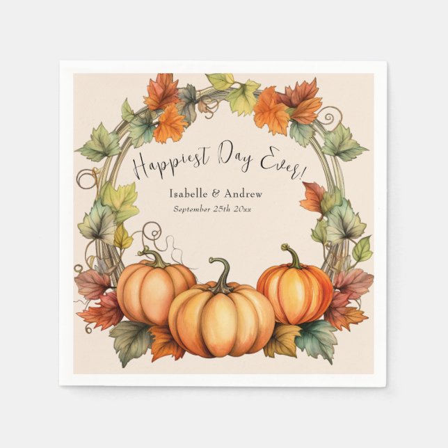 Pumpkin Wedding Cocktail Napkins  (Front)