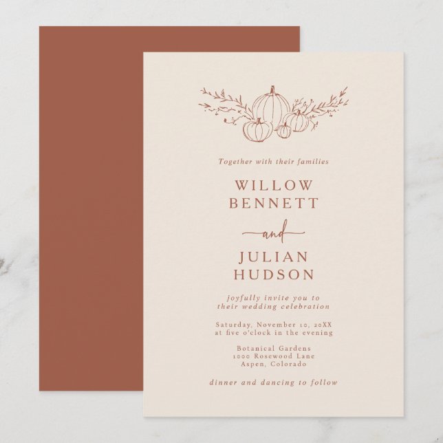 Pumpkin Wedding Invitation (Front/Back)