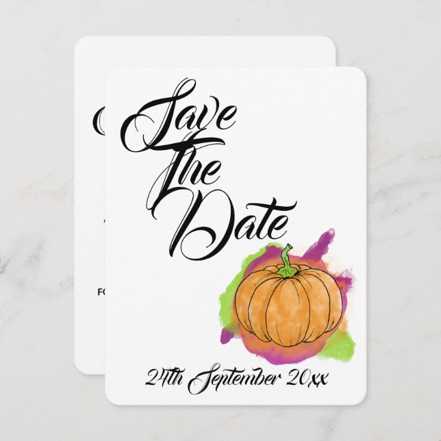 Pumpkin Wedding Save The Date Invitation (Front/Back)