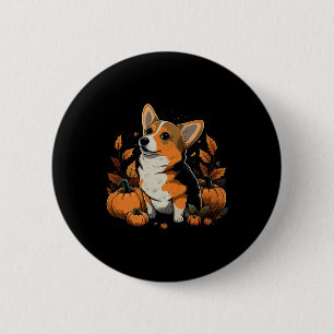 Pumpkin Welsh Corgi Costume On Welsh Corgi Hallowe 6 Cm Round Badge